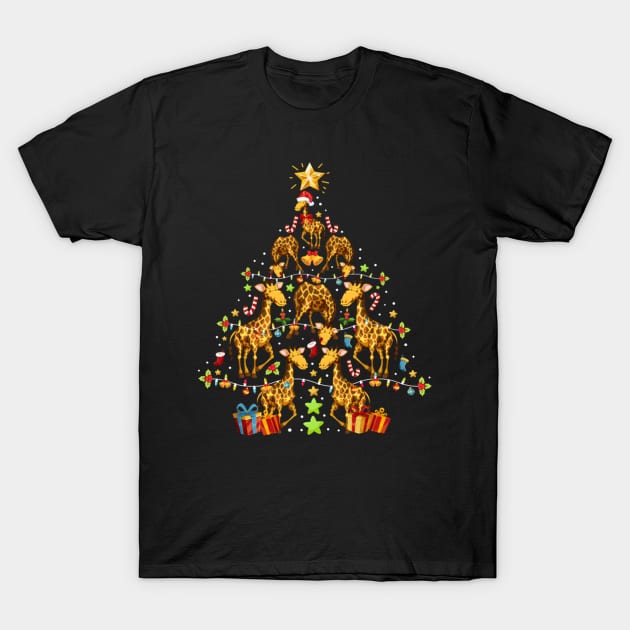 Giraffe Christmas Tree Ornament Decor Gift Cute T-Shirt by QUYNH SOCIU